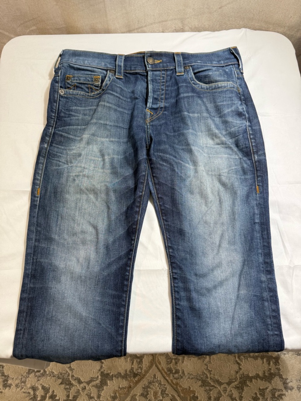 True Religion Rocco Jeans Mens 32x34 Blue Relaxed Skinny Denim